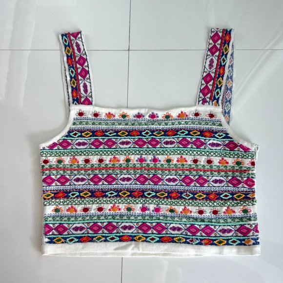 Zara Tops - Zara Knitwear Short Sleeve Embroidered Women Top Size S